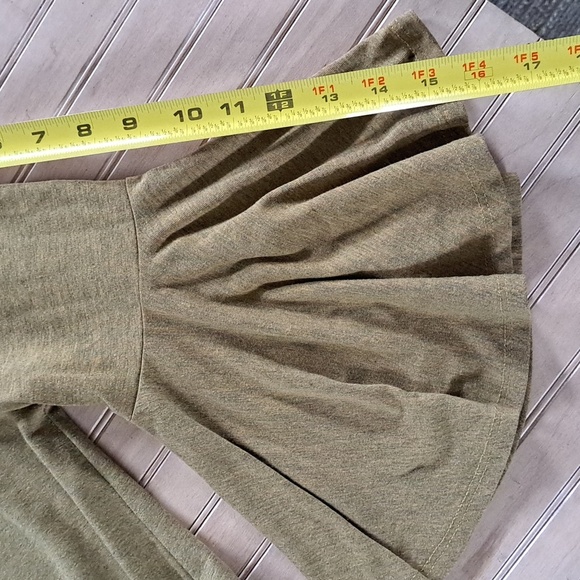 LuLaRoe Olive Green Boho Ruffle Hem Bell Sleeve Loose Fit Modest Midi Dress - Picture 8 of 10